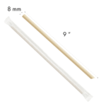 Karat Earth 9" Diagonal Cut Bamboo Fiber Giant Straws (8mm) Paper Wrapped, Natural - 3,000 pcs - Image 5