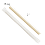 Karat Earth 9" Diagonal Cut Bamboo Fiber Colossal Straws (12mm) Paper Wrapped, Natural - 1,600 pcs - Image 5