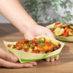 Karat Earth 2.0 lb Bamboo Natural Food Tray, Generic Print - 1,000 pcs - Image 3