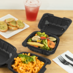 Karat Earth 6" x 6" Mineral Filled PP Hinged Container, Black - 400 pcs - Image 3