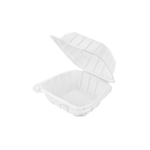 Karat Earth 6" x 6" Mineral Filled PP Hinged Container, White - 400 pcs - Image 2