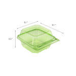 Karat Earth 6''x6'' PLA Hinged Containers, Green - 500 pcs - Image 5