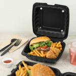 Karat Earth 8" x 8" Mineral Filled PP Hinged Container, Black - 200 pcs