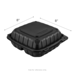 Karat Earth 8" x 8" Mineral Filled PP Hinged Container, Black, 3 compartments - 200 pcs - Image 5