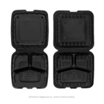 Karat Earth 8" x 8" Mineral Filled PP Hinged Container, Black, 3 compartments - 200 pcs - Image 7