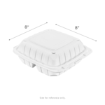 Karat Earth 8" x 8" Mineral Filled PP Hinged Container, White, 3 compartments - 200 pcs - Image 5