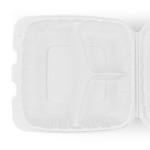 Karat Earth 8" x 8" Mineral Filled PP Hinged Container, White, 3 compartments - 200 pcs - Image 7