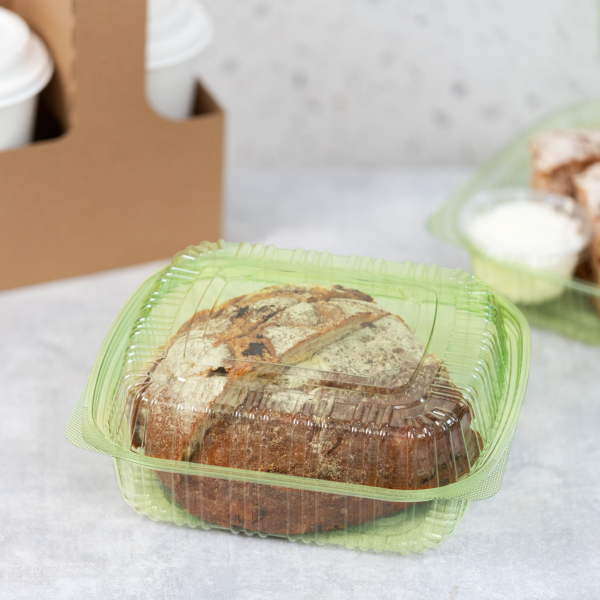 Karat Earth 8''x8'' PLA Hinged Containers, Green - 250 pcs