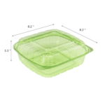 Karat Earth 8''x8'' PLA Hinged Containers, Green - 250 pcs - Image 5