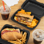 Karat Earth 9" x 6" Mineral Filled PP Hinged Container, Black - 250 pcs