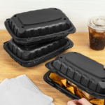 Karat Earth 9" x 6" Mineral Filled PP Hinged Container, Black - 250 pcs - Image 8