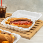 Karat Earth 9" x 6" Mineral Filled PP Hinged Container, White - 250 pcs - Image 3