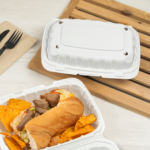 Karat Earth 9" x 6" Mineral Filled PP Hinged Container, White - 250 pcs - Image 8