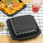 Karat Earth 9" x 9" Mineral Filled PP Hinged Container, Black - 120 pcs - Image 3