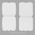 Karat Earth 9" x 9" Mineral Filled PP Hinged Container, White - 120 pcs - Image 4