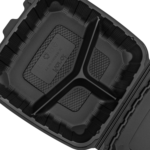 Karat Earth 9" x 9" Mineral Filled PP Hinged Container, Black, 3 compartments - 120 pcs - Image 8