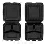Karat Earth 9" x 9" Mineral Filled PP Hinged Container, Black, 3 compartments - 120 pcs - Image 7