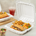 Karat Earth 9" x 9" Mineral Filled PP Hinged Container, White, 3 compartments, - 120 pcs