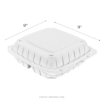 Karat Earth 9" x 9" Mineral Filled PP Hinged Container, White, 3 compartments, - 120 pcs - Image 7