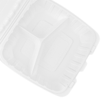Karat Earth 9" x 9" Mineral Filled PP Hinged Container, White, 3 compartments, - 120 pcs - Image 6