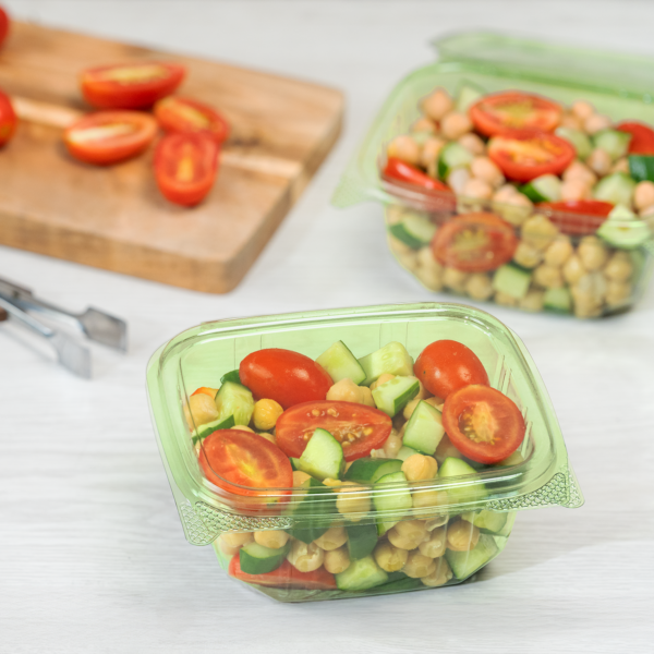 Karat Earth 16oz PLA Hinged Deli Container, Green - 200 pcs