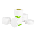 Karat Earth Compostable Fiber Paper Flat lid for 32 oz Paper Cold Cup (104.5mm) - 600 pcs - Image 9