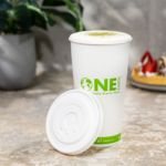 Karat Earth Compostable Fiber Paper Flat lid for 32 oz Paper Cold Cup (104.5mm) - 600 pcs