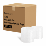 Karat Earth 104.5mm PLA Flat Lids for Eco-Friendly 32oz Paper Cold Cups - 600 pcs - Image 6