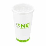 Karat Earth 104.5mm PLA Flat Lids for Eco-Friendly 32oz Paper Cold Cups - 600 pcs - Image 3