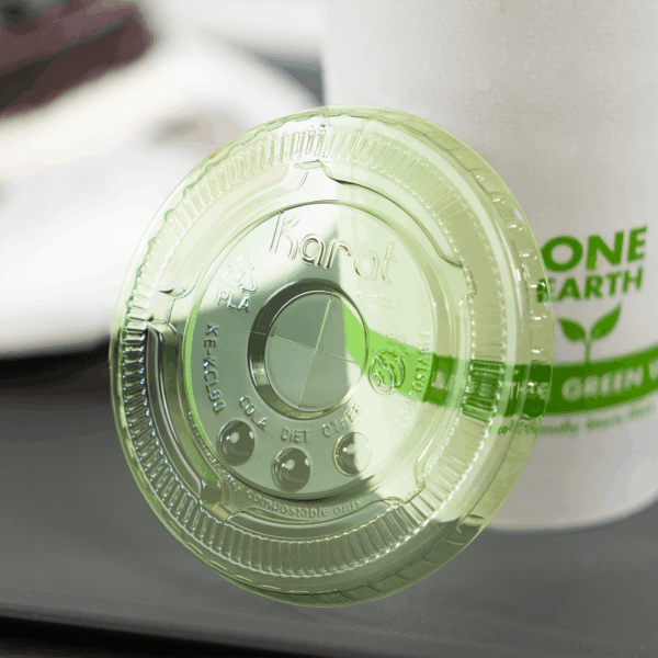 Karat Earth 90mm PLA Flat Lids for 12-22oz Cold Cups, Green - 1,000 pcs