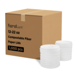 Karat Earth Compostable Fiber Paper Flat lid for 12-22 oz Paper Cold Cup (90mm) - 1,000 pcs - Image 5