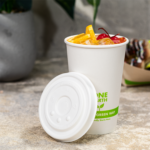 Karat Earth Compostable Fiber Paper Flat lid for 12-22 oz Paper Cold Cup (90mm) - 1,000 pcs