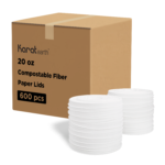 Karat Earth 127mm Compostable Fiber Paper Flat lid for 20 oz Paper Food Container - 600 pcs - Image 10