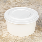 Karat Earth 142mm Compostable Fiber Paper Flat lid for 24-32 oz Paper Food Container - 600 pcs - Image 4