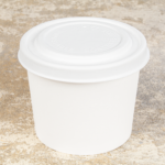 Karat Earth 90.8mm Compostable Fiber Paper Flat lid for 6-10oz Paper Food Container - 1,000 pcs - Image 6