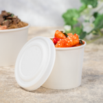 Karat Earth 90.8mm Compostable Fiber Paper Flat lid for 6-10oz Paper Food Container - 1,000 pcs - Image 8