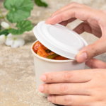 Karat Earth 90.8mm Compostable Fiber Paper Flat lid for 6-10oz Paper Food Container - 1,000 pcs