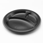 Karat Earth 3 Compartments, 9" Mineral Filled PP Round Plates, Black - 500 pcs - Image 4