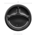 Karat Earth 3 Compartments, 9" Mineral Filled PP Round Plates, Black - 500 pcs - Image 2