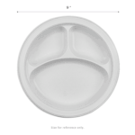 Karat Earth 3 Compartments, 9" Mineral Filled PP Round Plates, White - 500 pcs - Image 5