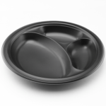 Karat Earth 3 Compartments, 10.25" Mineral Filled PP Round Plates, Black - 500 pcs - Image 3