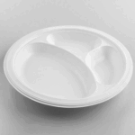 Karat Earth 3 Compartments, 10.25" Mineral Filled PP Round Plates, White - 500 pcs - Image 4