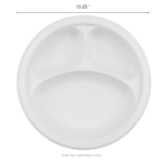 Karat Earth 3 Compartments, 10.25" Mineral Filled PP Round Plates, White - 500 pcs - Image 2