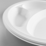 Karat Earth 3 Compartments, 10.25" Mineral Filled PP Round Plates, White - 500 pcs - Image 3