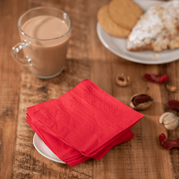 [1,000 ct] 9.5" x9.5" Beverage Napkins, Red
