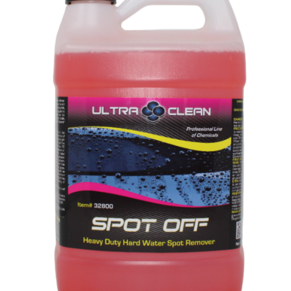 Ultra Clean Spot Off 32800-1 HF acid-based hard water spot remover liquid pumice restoration formula professional glass cleaner Packer Janitorial California wholesale.