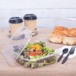 [120 sets] 48 oz PET Tamper Resistant Deli Containers with Flat Lid