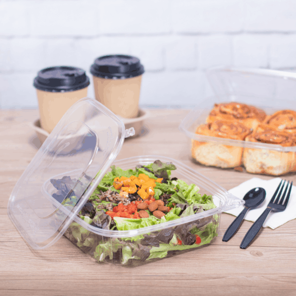 [120 sets] 48 oz PET Tamper Resistant Deli Containers with Flat Lid