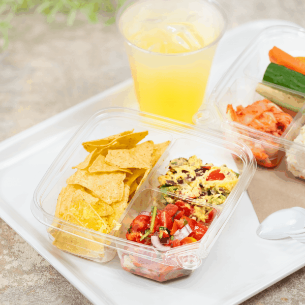 [300 ct] PET Tamper Resistant Grab N' Go Container, 3-Compartment