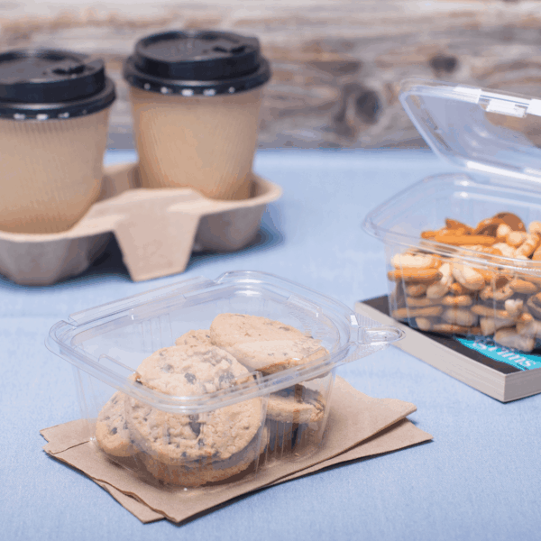 [200 ct] 16 oz PET Plastic Tamper Resistant Hinged Deli Containers with Lid